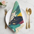 thumbnail image 2 of Cloth Napkins Set of 8 - 20x20 Inches, Boho Leaves Washable Reusable Table Napkins, Colorful Tropical Plants Bohemian Vintage Leaf Soft & Absortbent Dining Napkin for Party Wedding Hotel Restaurant, 2 of 9
