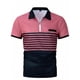 thumbnail image 3 of Ceisia Men's Color-Blocked Striped Zip-Up Short Sleeve Polo Shirt Casual Summer Top Pink L Gifts, 3 of 8