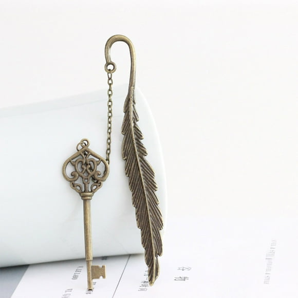 Musbetu Metal Feather Bookmarks with Textured Tassel Vintage Style Fun Reading Experience Alloy Feather Cutout Bookmark