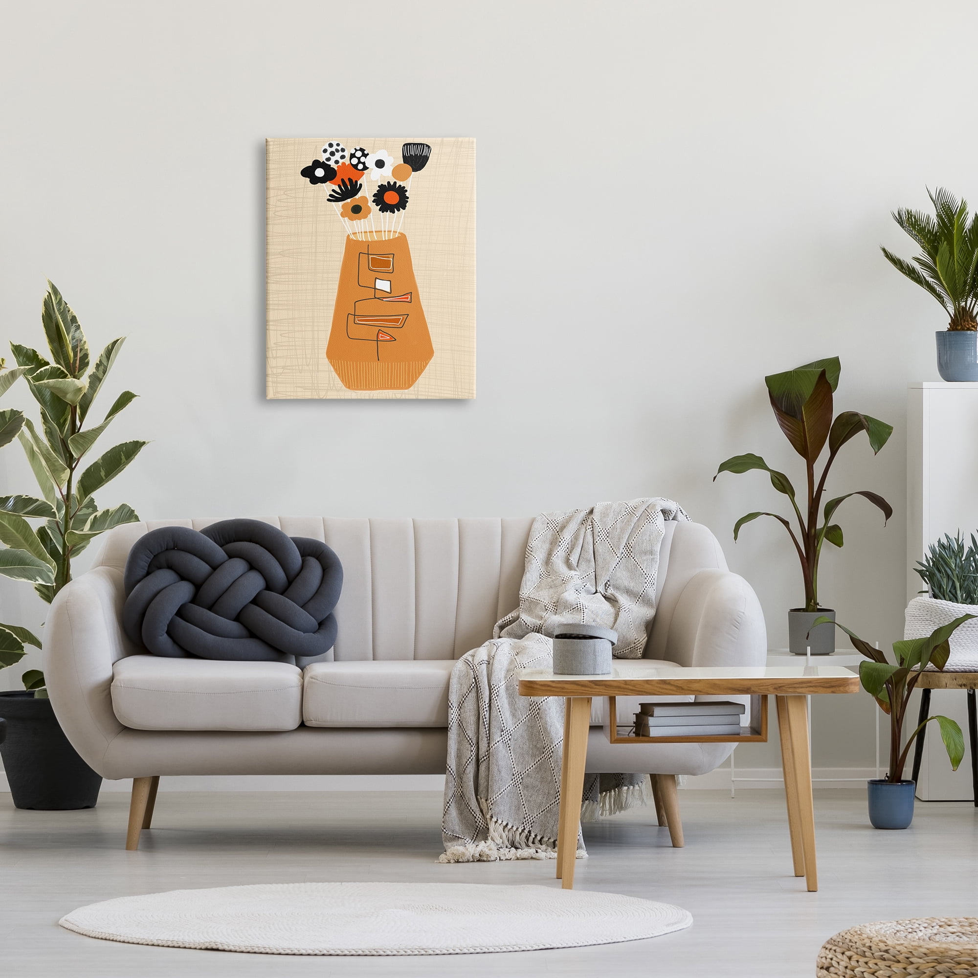 Stupell Industries Boho Orange Flower Vase Botanical & Floral Painting Gallery Wrapped Canvas Print Wall Art, 24 x 30