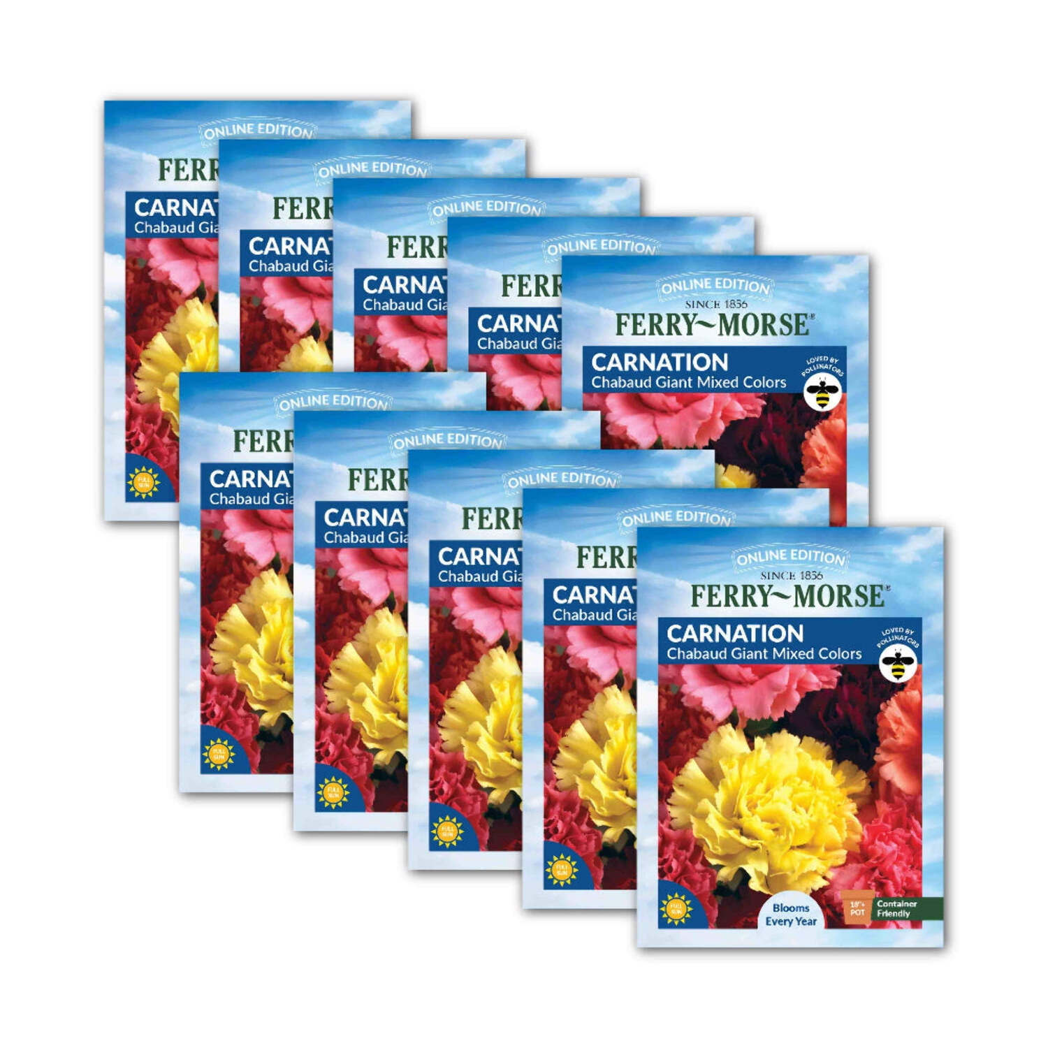 Ferry-Morse Online Edition Carnation Chabaud Giant Mix Colors Seeds-10 Pack