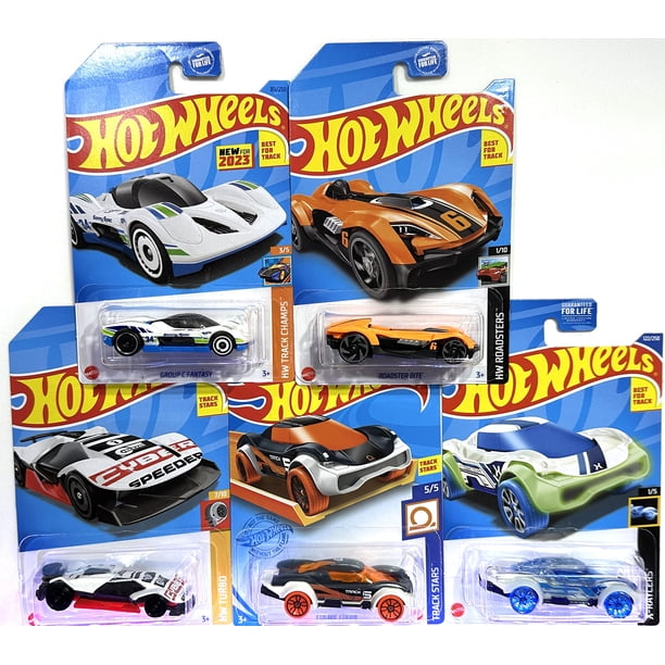 Paquete de 5 unidades de Toy Hot Wheels Random Track Stars Track Champs 1:64