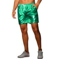 thumbnail image 4 of INSPIRE CHIC Metallic Shorts for Men's Elastic Drawstring Party Holographic Sparkly Shiny Hot Shorts with Pocket 32 Green, 4 of 5