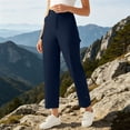 thumbnail image 2 of Zysthvn High Waist Womens Fall Pants Outdoor Straight Leg Casual Pants for Women Elastic Waist with Pockets Solid Trousers, 2 of 10