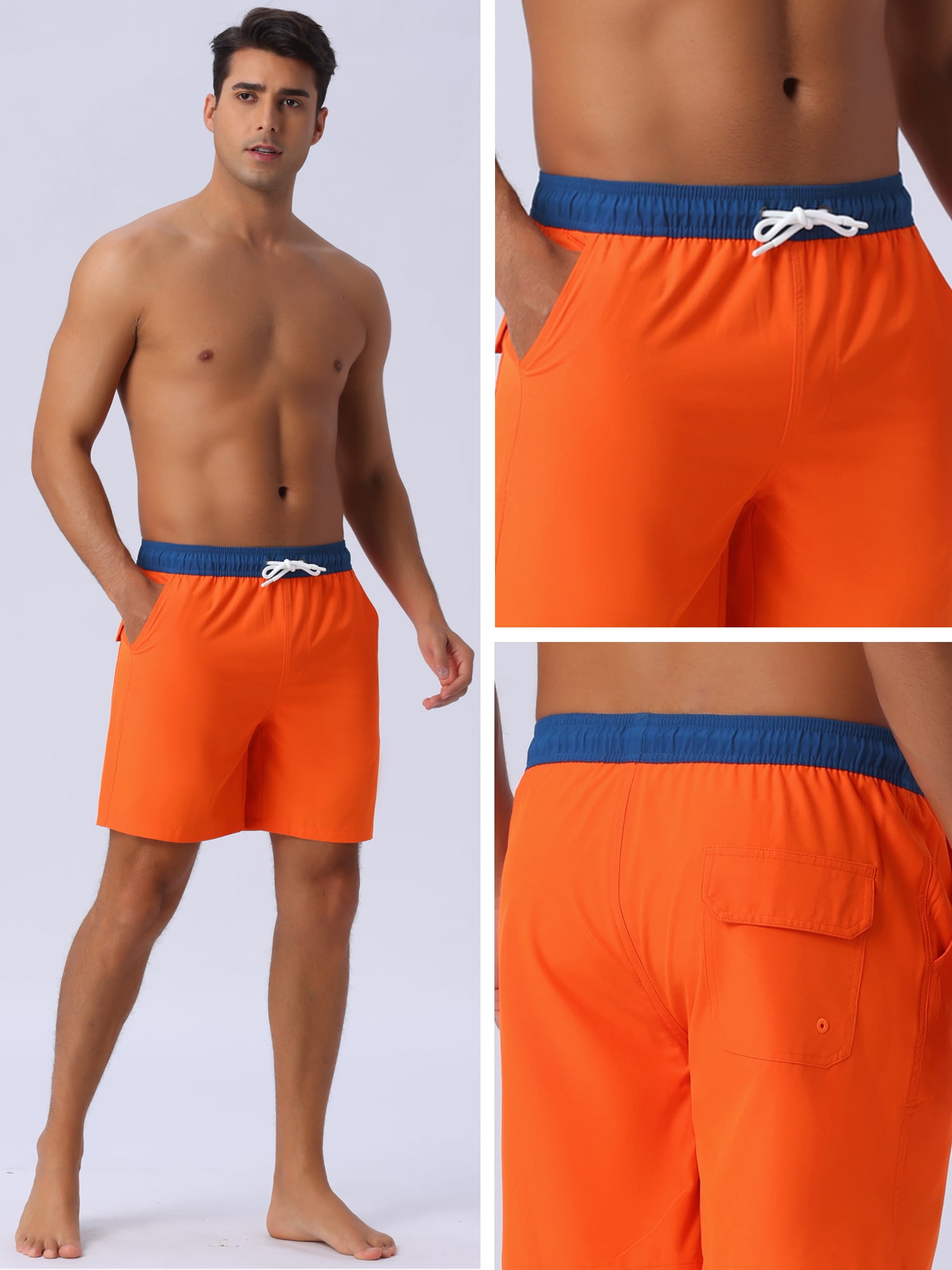DARING DIVA Men's Lining Surfing Drawstring Swimming Shorts 30 Orange
