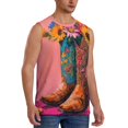 thumbnail image 2 of Bingfone Cowboy Boots With Flowers Pattern Men's Tank Tops Workout Sleeveless Tee Shirts Running Beach Tanks for Men-X-Large, 2 of 7