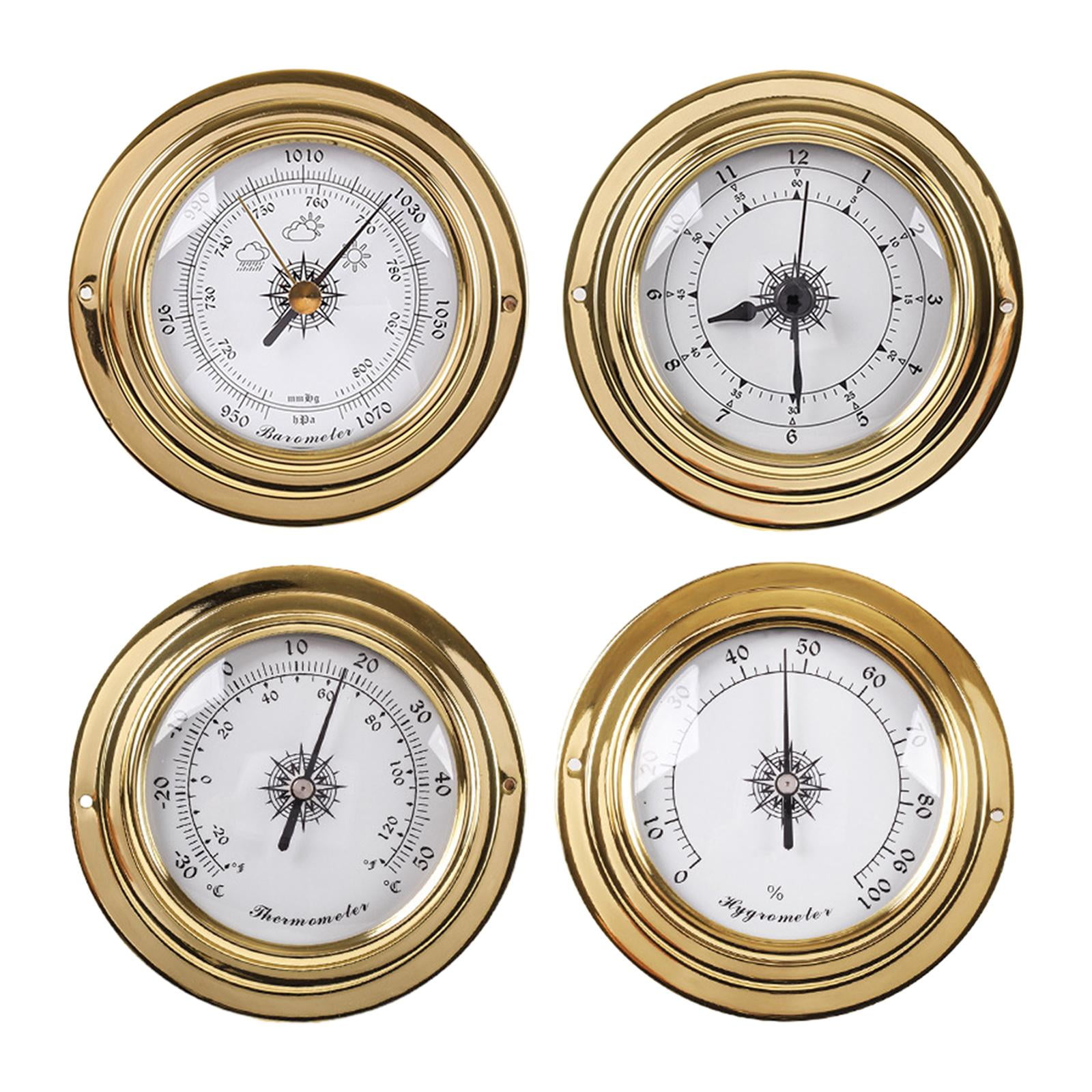 4Pcs Barometers Clock Meter Thermometer Hygrometer for Barn Yachting