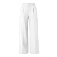 thumbnail image 4 of VEKDONE Women's Formal Dress Pants Solid Color Bissiness Straight Trousers Summer Casual Elastic Waist Suit Pants Button Zipper Office Work Long Pants with Pockets White XL, 4 of 5