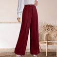 thumbnail image 4 of Htigea Womens Straight Leg Dress Pants High Waisted Button Pleated Business Trousers Solid Color Office Work Commute Pant Red S, 4 of 8