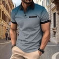 thumbnail image 4 of LRGSHF Men's Summer Polo Shirts Short Sleeve Golf Daily Pullover Slim Fit Gradient Print Tops With Chest Pocket Gray 2XL, 4 of 5