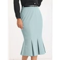 thumbnail image 4 of DARING DIVA Women's Elegant Knee Length Fishtail Pencil Skirt S Light Grey Blue, 4 of 6