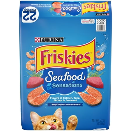 Purina Friskies Seafood Sensations Indoor Dry Cat Food Salmon Tuna & Shrimp 22 lb Bag