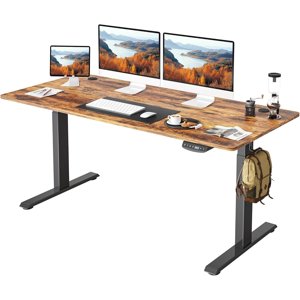 FEZIBO Height Adjustable Electric Standing Desk 55 x 24 Inches Stand up Table Memory Computer Workstino Rusticbrown