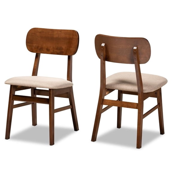 Bowery Hill Sand and Brown Finished Wood 2-Piece Dining Chair Set