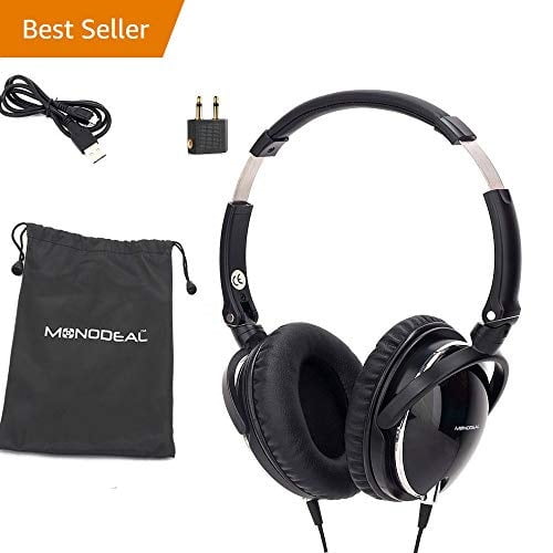 active noise cancelling headphones with mic, monodeal overhead strong
