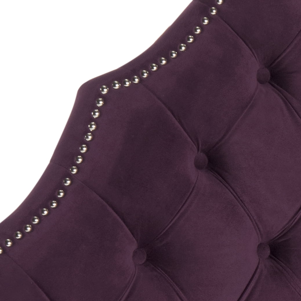 SAFAVIEH Arebelle Rustic Glam Tufted Headboard with Nail Heads, Twin, Aubergine