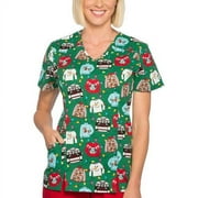 Women's Fashion Collection Holiday Cotton V-Neck Scrub Top