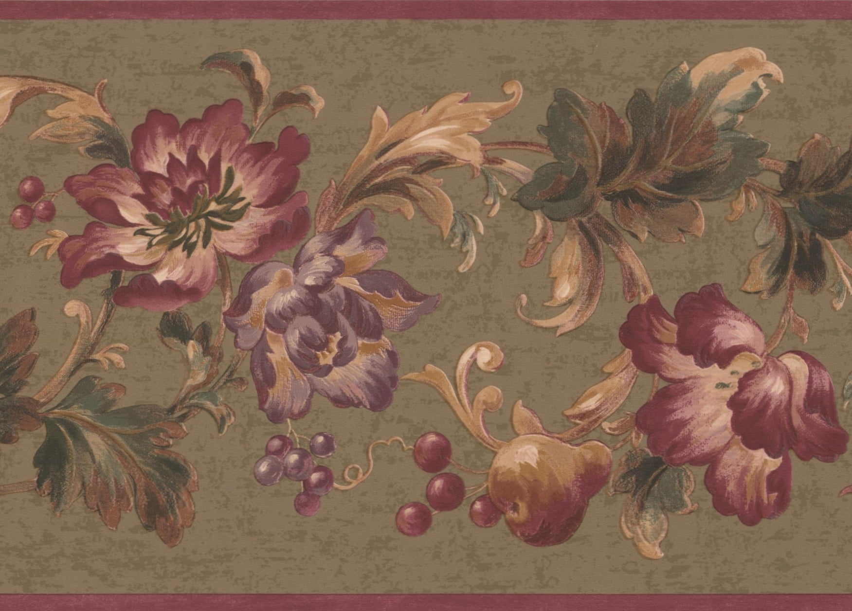 Wallpaper Border - Abstract Pink Violet Purple Flowers ...