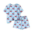 thumbnail image 5 of Amidoa Girls Summer 2 Piece Outfits Floral Cute Short Sleeve and Elastic Waist Shorts Kids Clothing Set Blue Size 3T Blue Size 3T, 5 of 6
