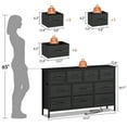 thumbnail image 3 of Laintene Black Dresser TV Stand, 10 Drawer Dresser with Power Outlet, Fabric Chest of Drawers for Bedroom, Wooden Top for Storage, 50" TV Stands for Living Room, Closet, Hallway, Entryway, 3 of 10