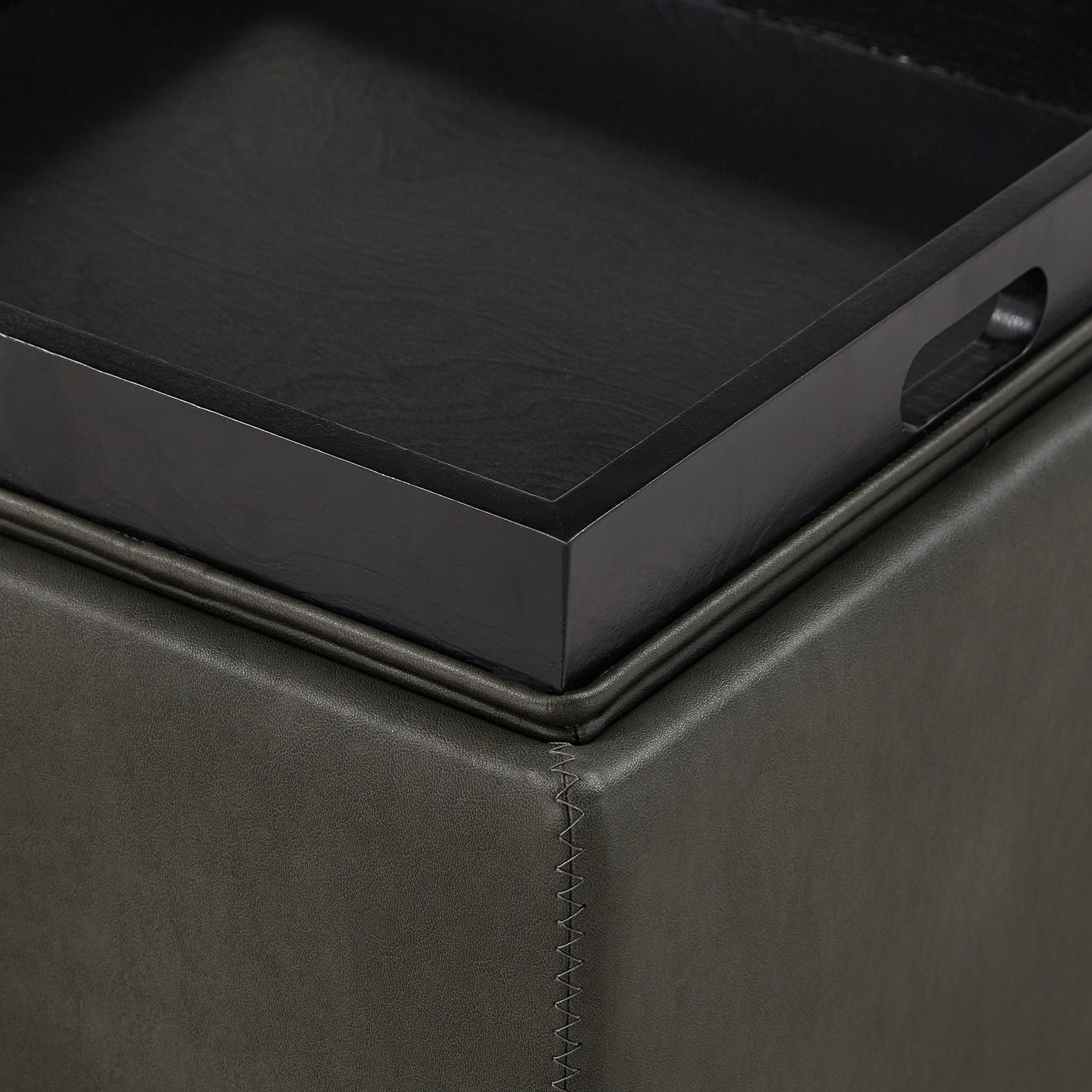 Weston Home Novella Storage Ottoman, Gray Faux Leather
