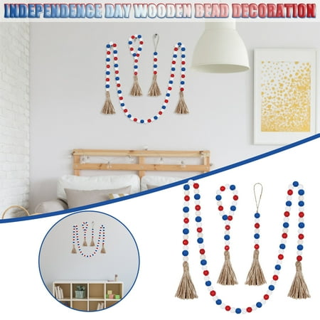 

Mittory Home Decor Colour Hanging Pendant Decorations Wood Bead Garland Tassels String