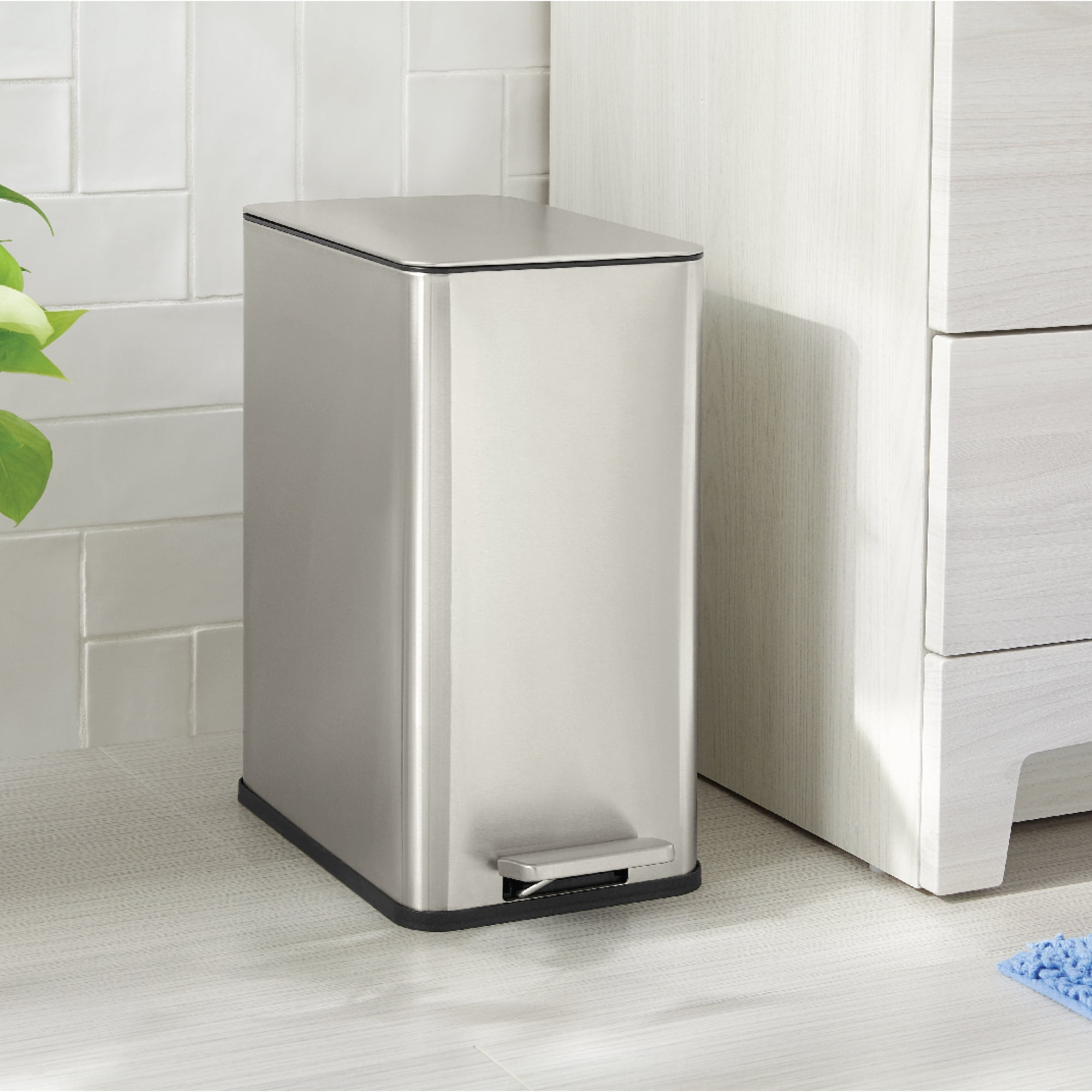 Nine Stars Bathroom Trash Can, 3 Gallon stainless steel, Ste
