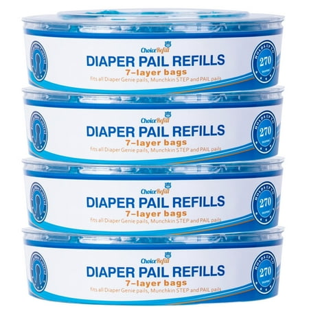 ChoiceRefill Compatible with Diaper Genie Pails, 4-Pack, 1080 Count 1080 Count (Pack of