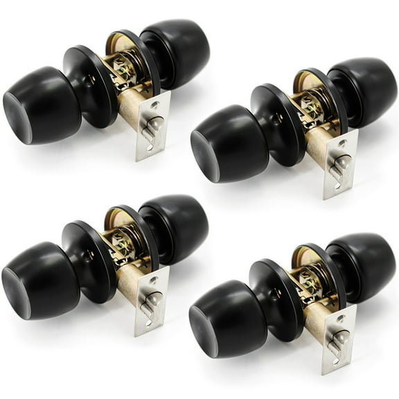Versa Door Knob Black Passage Door Handle 4 Pack by Villar Home Designs