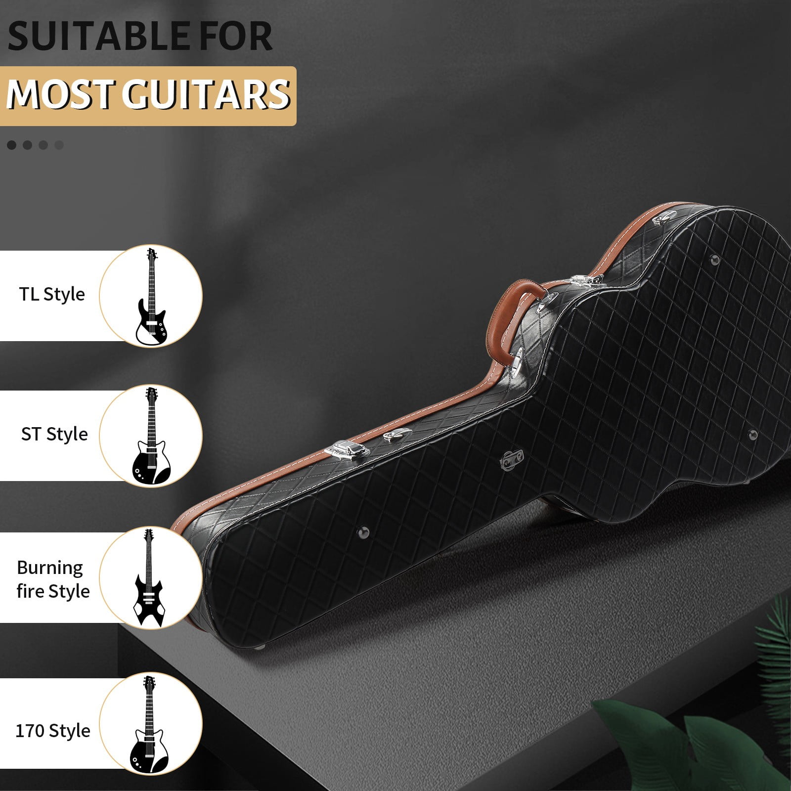 LINJH Wooden Guitar Case Fits 335 Style Semi-Hollow Electric Guitars,Lockable