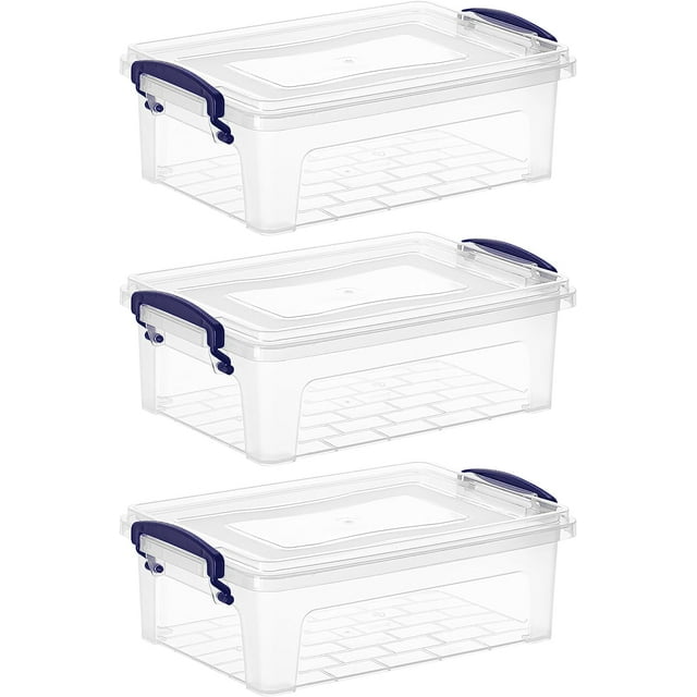 Superio Clear Storage Bins with Lids, Stackable Storage Box with