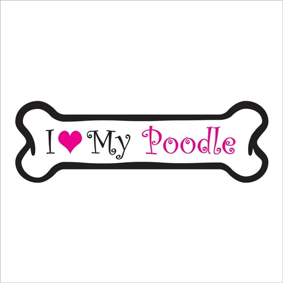 I Love My Poodle Pink Bone Magnet