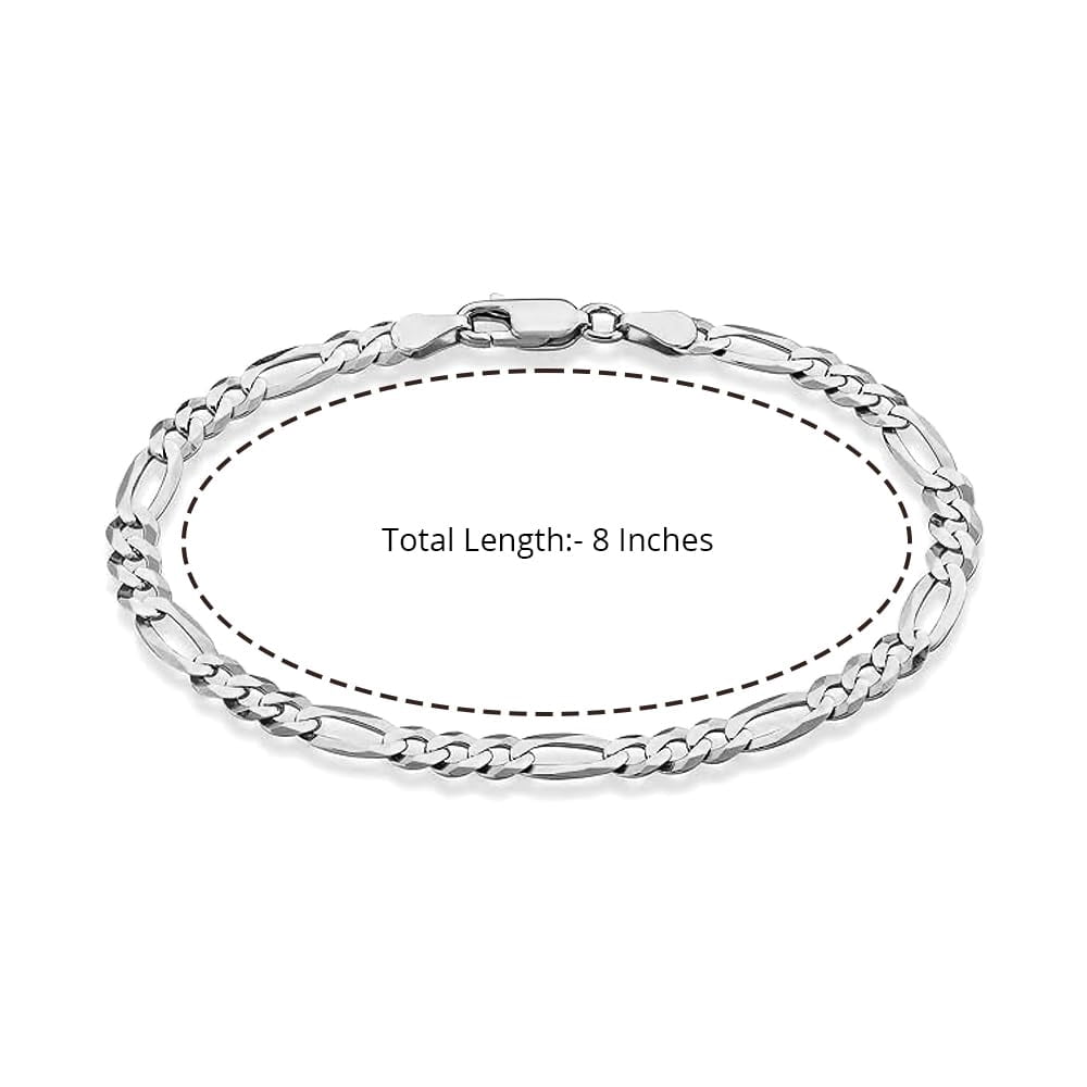 LeCalla Solid 925 Sterling Silver Figaro Chain Bracelet for Men and Women | Hypoallergenic Italian 4MM Diamond-Cut Figaro Link Chain Bracelets 8" Inches