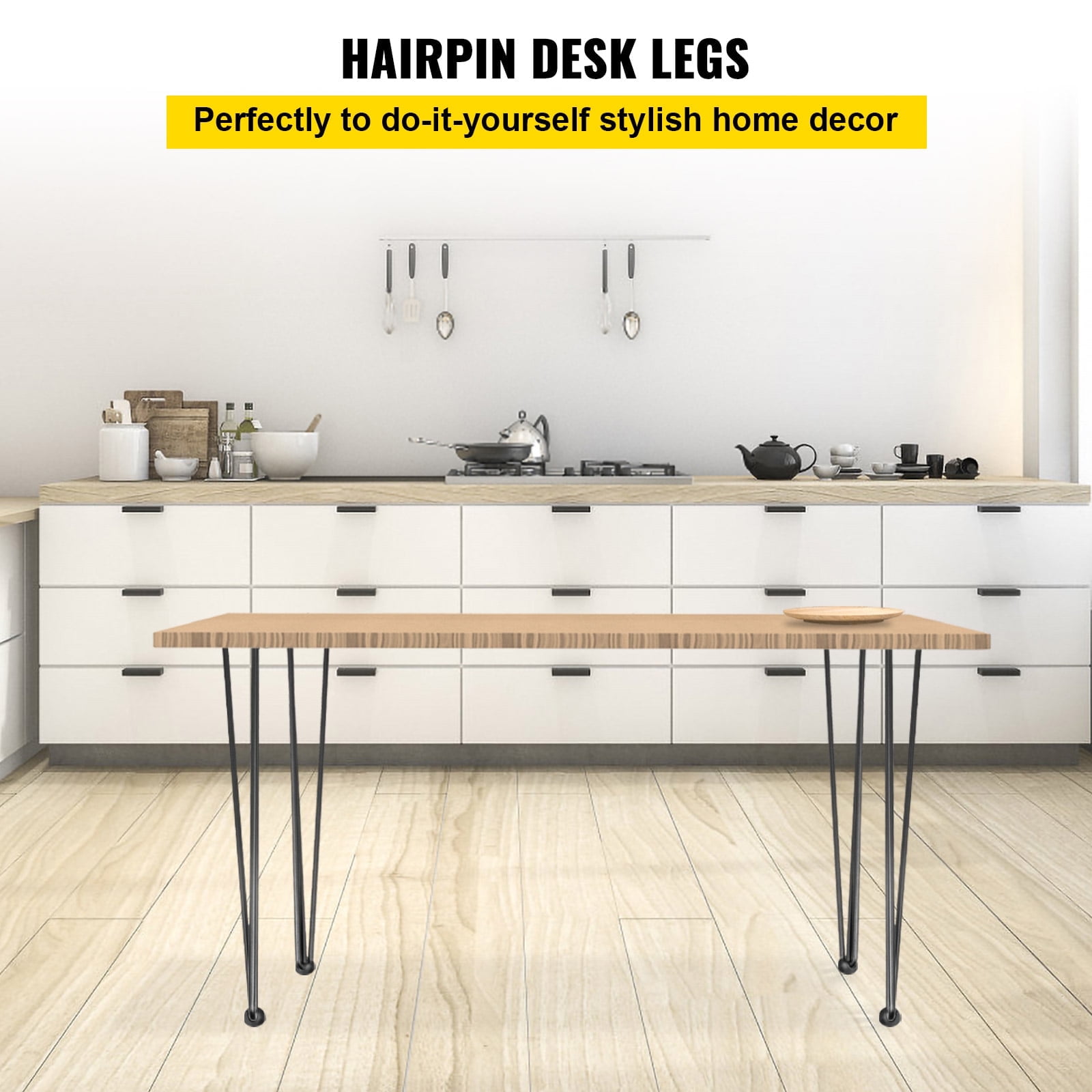 KFFKFF 30" Carbon Steel Table Legs in Black, Pack of 4, Capable of Supporting 880lbs in Total (Each Leg Supports 220lbs), 3-Rod Design, Ideal for Benches, Desks, Dining and End Tables