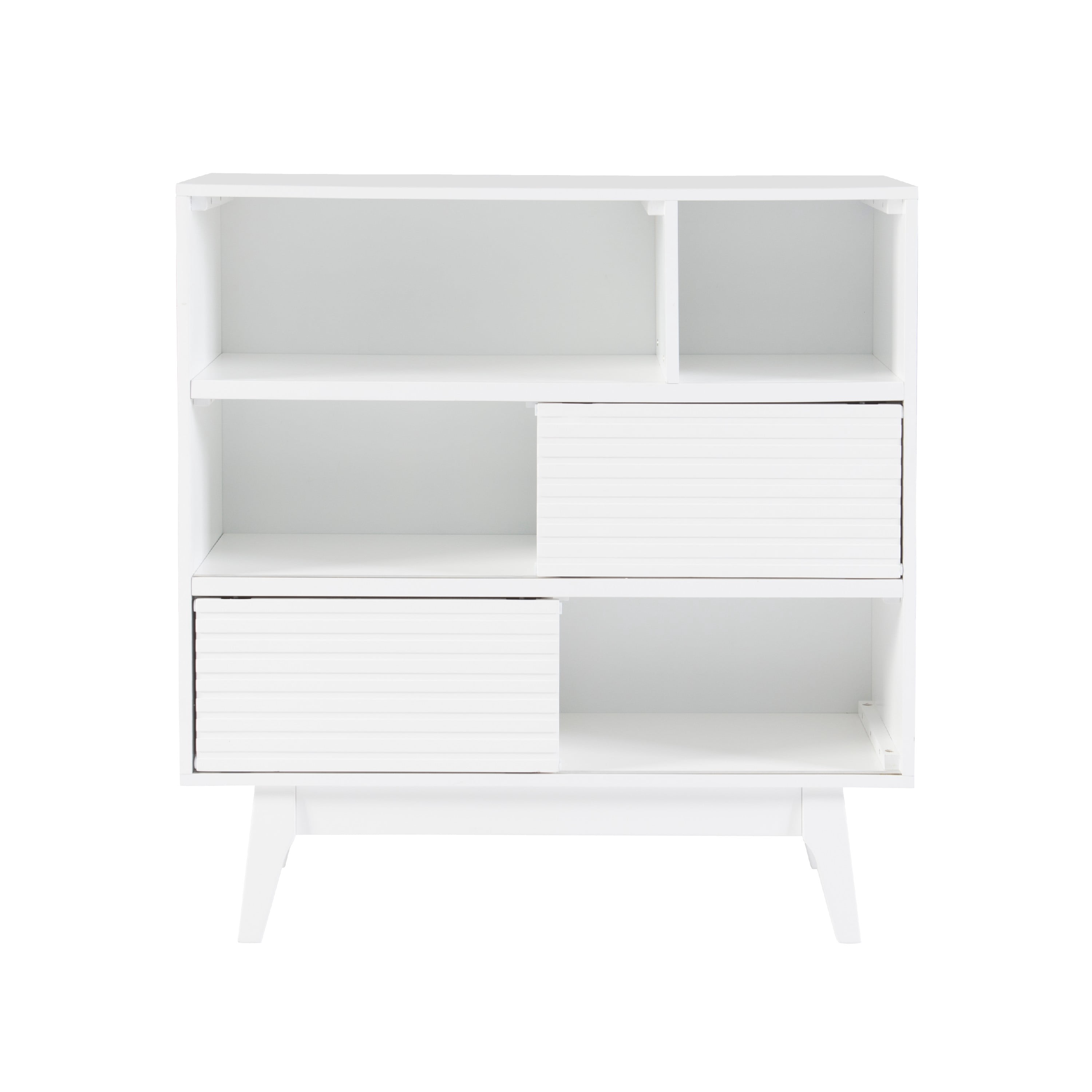 Powell Nixon 3-Shelf Bookcase with 2 Sliding Door Panels, Pure White