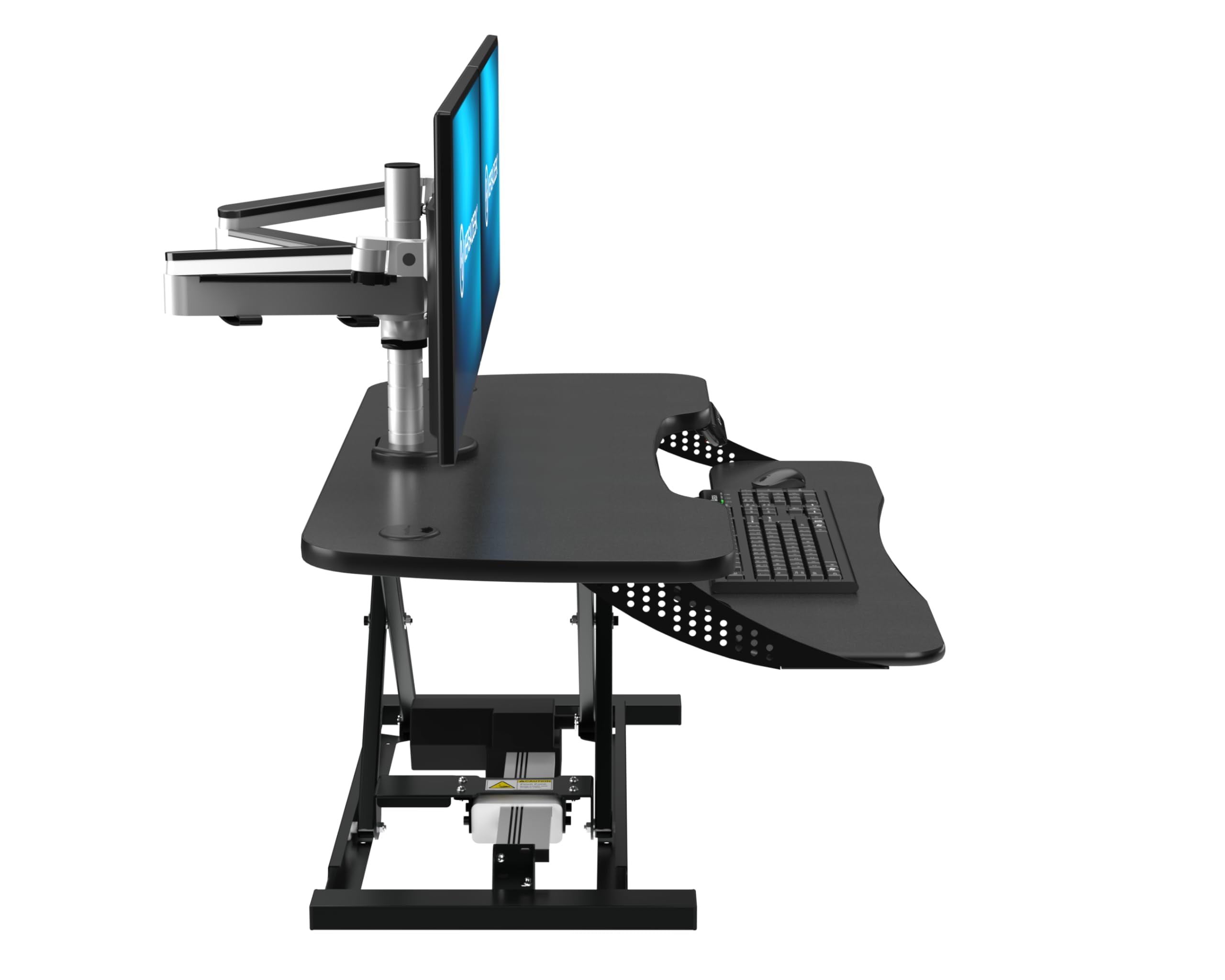 VERSADESK PowerPro™ Elite Electric Standing Desk Converter - App Controlled, USB Charging, LED Lights & Height Adjustable | 40"x24" (Black)