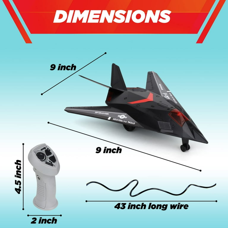 Playkidiz Wired Remote Control Plane with Lights Sounds Stealth Fighter Airplane Toy with 43