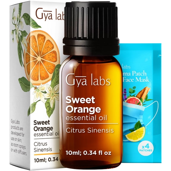 Gya Labs Sweet Orange Essential Oil for Diffuser, Natural Sweet Orange Essential Oils for Skin Use, for Aromatherapy - 0.34 fl oz