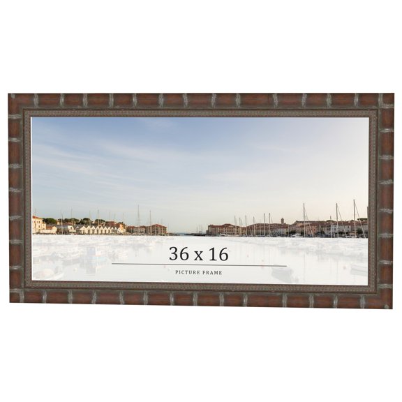 36x16 Dark Brown Bamboo Real Wood Picture Frame Width 1.5 inches | Interior Frame Depth 0.5 inches