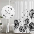 thumbnail image 4 of Polyester Fabric Dandelion Shower Curtain, Black White Modern Country Rustic Plants Waterproof Bathtub Curtain Bathroom Decor Set with Hooks 36 x 72 Inches, 4 of 6