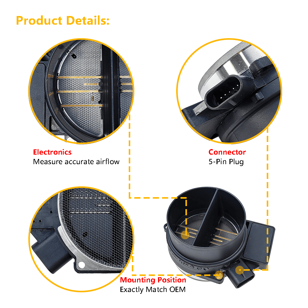 Mass Air Flow Sensor Meter MAF | Fit for Chevrolet (Chevy) Silverado Suburban Tahoe, GMC Envoy Sierra Yukon, Cadillac CTS, Buick Hummer Isuzu Oldsmobile Pontiac Saab | OE# 25318411 AF10043 25168491