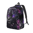 thumbnail image 1 of Disketp Purple-Eyed Floral Leopard Mochila de Lona Estampada, Mochila Escolar de Viaje Ligera para Estudiantes y Portátil-Medium, 1 of 5
