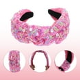 thumbnail image 6 of Sequin Headband for Women Rainbow Knotted Hair Bands Accessories Sparkly Girls Headbands Pink, 6 of 7