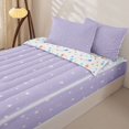 thumbnail image 3 of Manfei Kawaii Cartoon Stars Zipper Queen Comforter Set with Fitted Sheet and 2 Pillowcases,Sprinkle Print Zipper Bedding Set,Lavender Purple,Colorful Stars Reversible,4pcs, 3 of 8