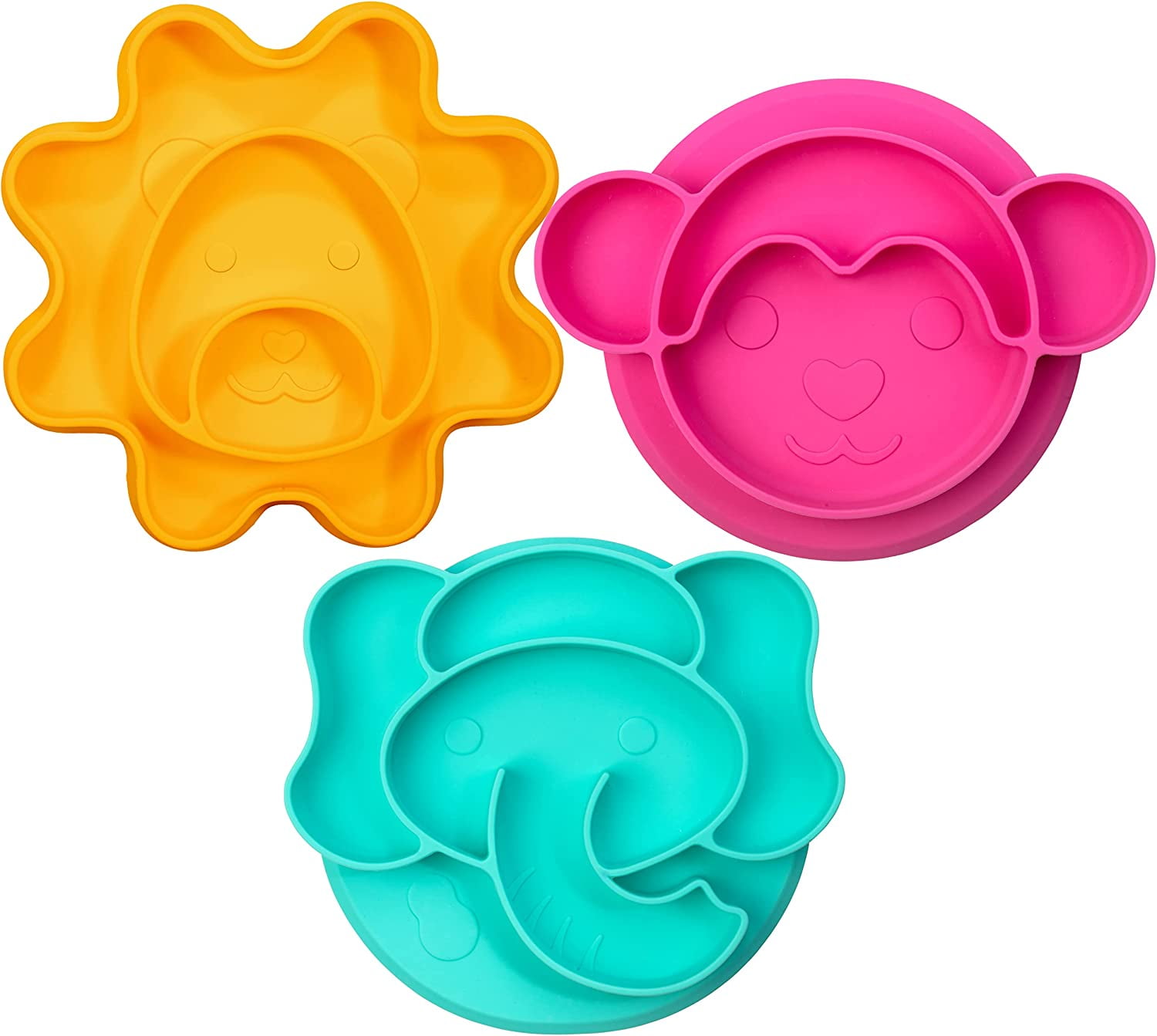 SiliPlates Silicone Animal Plate Set 3 Pack, Fun Flexible Silicone