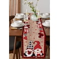 thumbnail image 4 of Valentine's Day, Table Runner 72 Inches, Gnomes Love Plaid Farmhouse Brown Woodgrain Bed Runner Dresser Scarves Tabletop for Indoor Outdoor Parties/Ceremony/Banquet, 14" x 72", 4 of 8