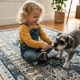 thumbnail image 4 of ARJINCUTE Vintage Distressed Bohemian Blue Area Rug 3' x 5' Non-Slip Washable Low Pile for Living Room Bedroom Entryway Laundry Room, 4 of 8