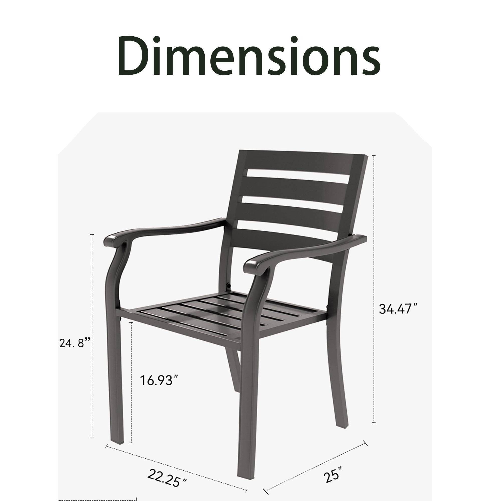 Leumius Set of 2 Outdoor Patio Dining Chairs,All-Weather Outdoor Metal Dining Chairs for Patio,Deck,Porch,Backyard,Black
