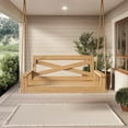 thumbnail image 2 of Porchgate Amish Heavy Duty 700 Lb Boardwalk Porch Swing, 5-Foot, Oak Stain, 8Ft Rope, Without Cups, 2 of 4