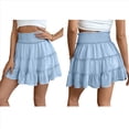 thumbnail image 3 of Falda Corta de Verano para Mujer, con Volantes, Cintura Alta, Informal, Estilo Bohemio, para Playa, con Pantalones Cortos Incorporados, Azul , XL, 3 of 7